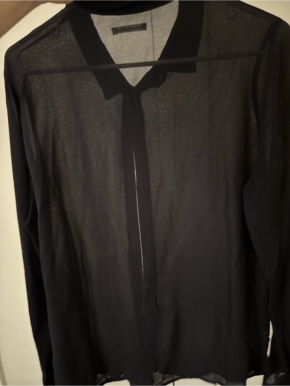 Reformation Black Semi-Sheer Long-Sleeve Button-Up Shirt